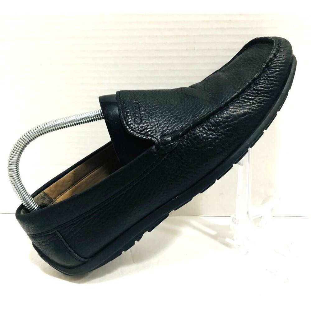 ECCO Black Loafer Moccasin Shoes‎ Men's 7 7.5 41 Extra Wide Pebble Leather
